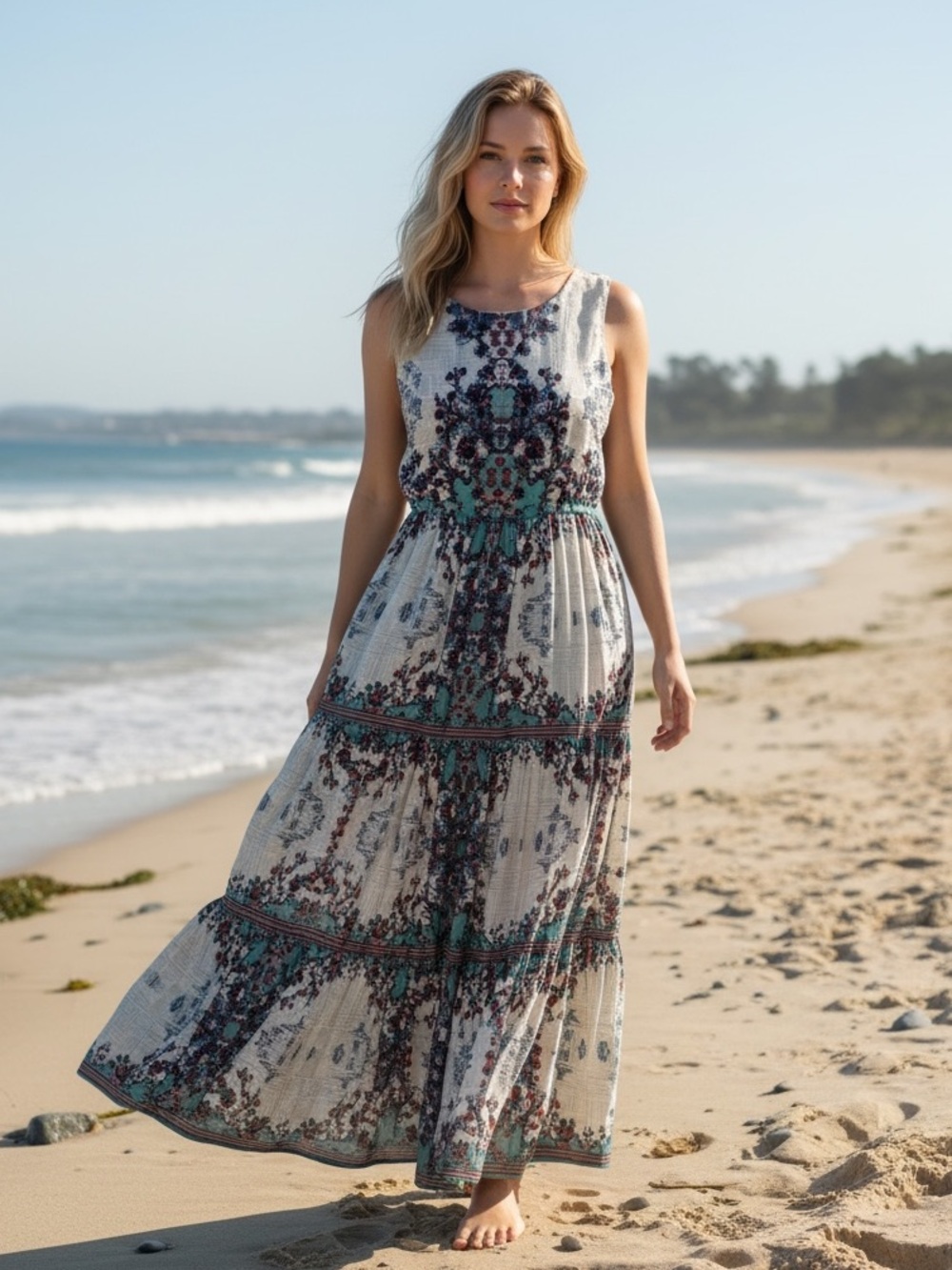 ANTHROPOLOGIE BHANUNI BY JYOTI MADERA FLORAL EMBROIDERY & BEADED MAXI DRESS SZ 8